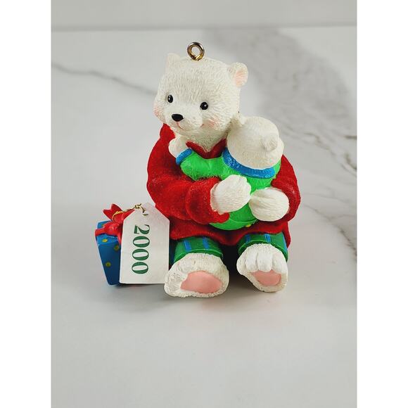 AGC Teddy Bear w/ Baby Ornament To My Dad Figurine Year 2000 White Red 2 3/4" - Picture 2 of 16
